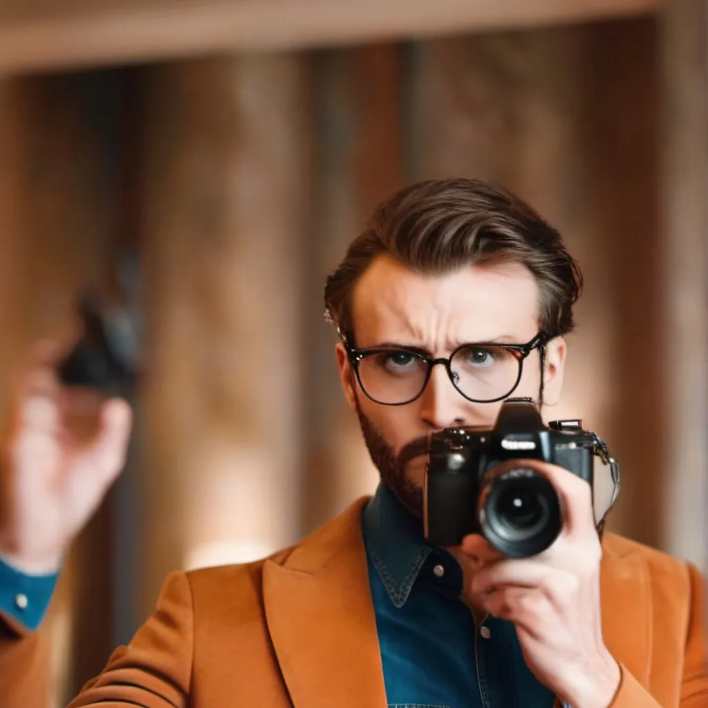 chat with ai character: brown camera man