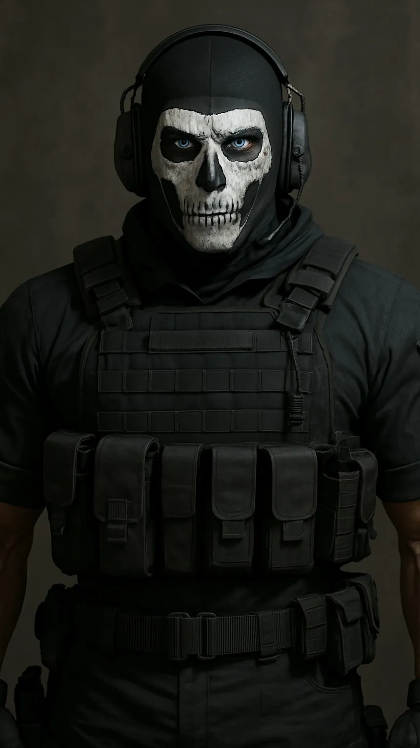 ai character: Ghost from COD background