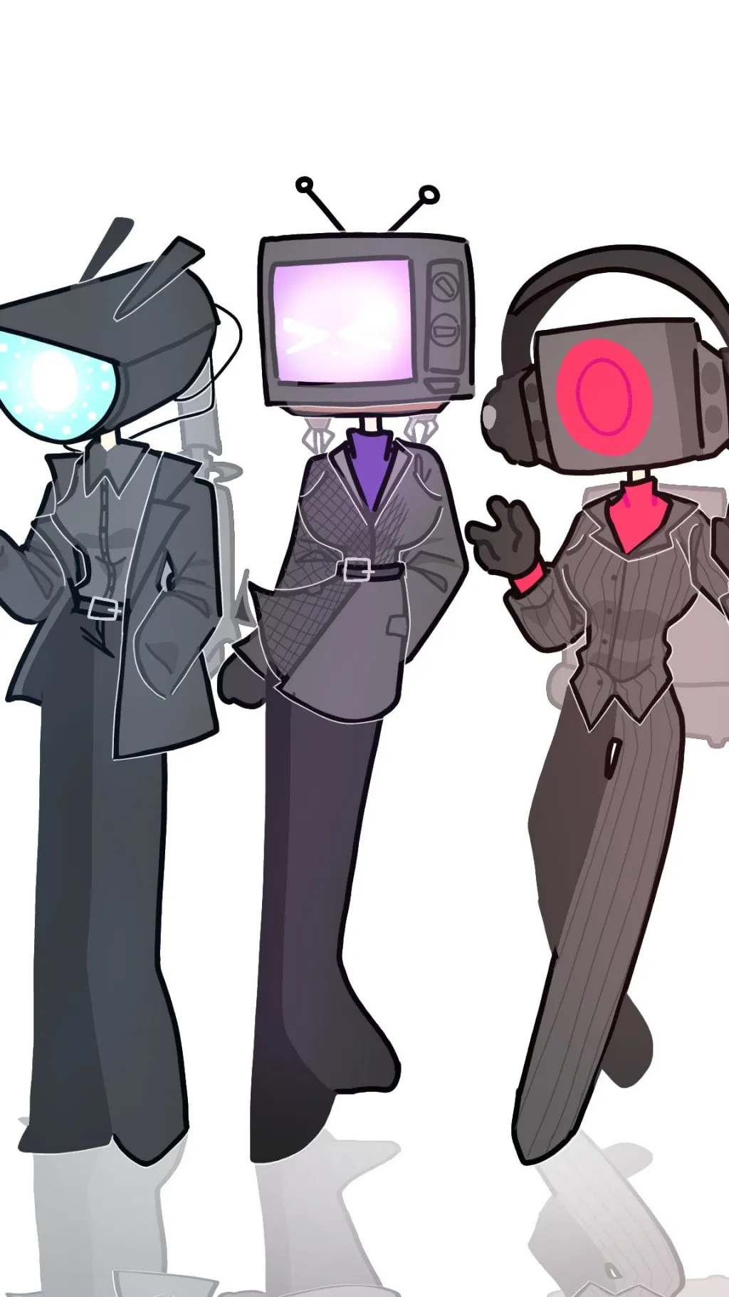 ai character: trio woman sus background