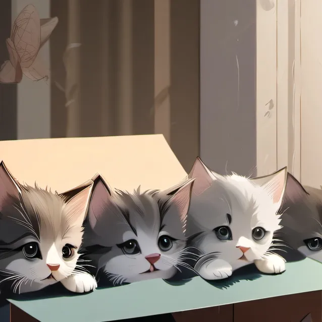 chat with ai character: 10 kitten's in box