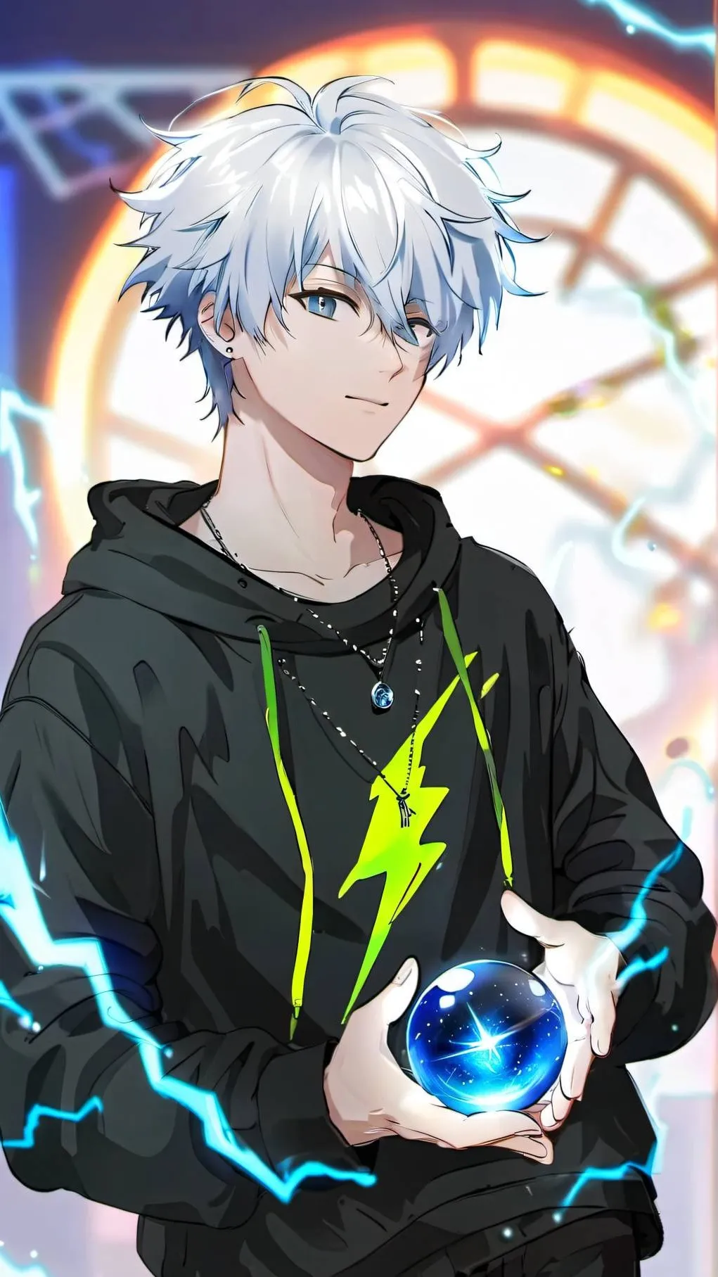 ai character: cyan background