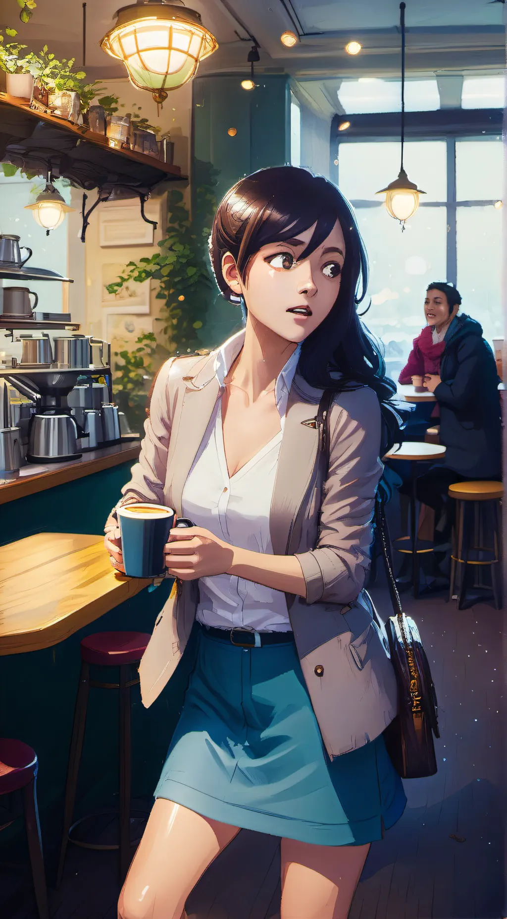 ai character: Leah  background