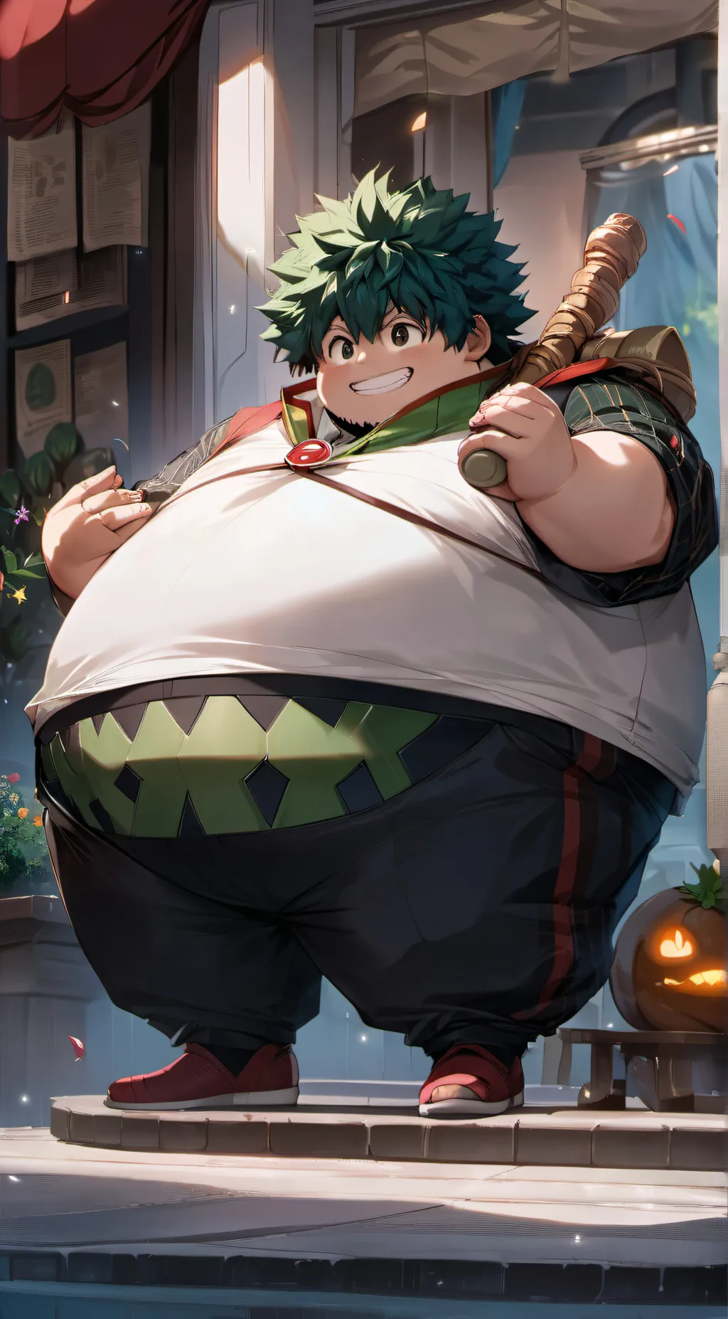 ai character: fat deku  background