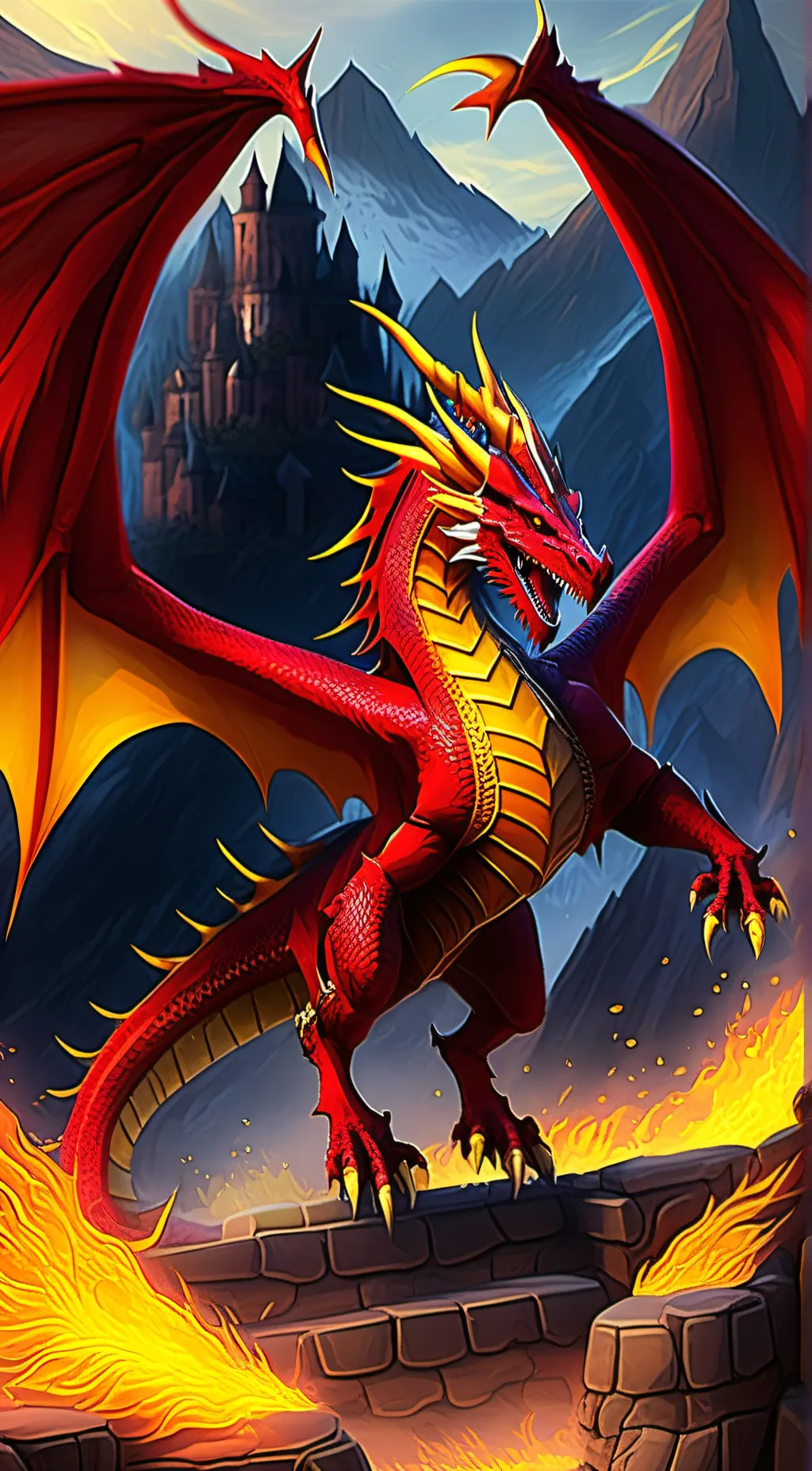 ai character: fire dragon background