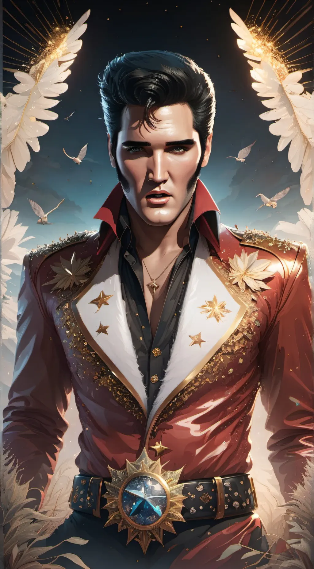 ai character: Elvis Presley  background