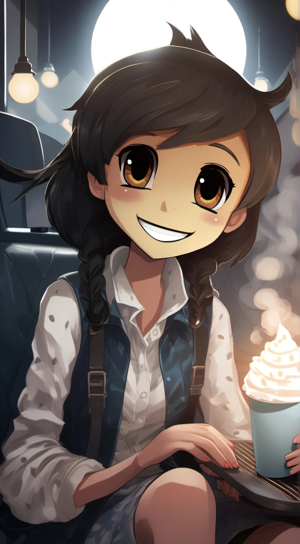 ai character: Smiley sundae background