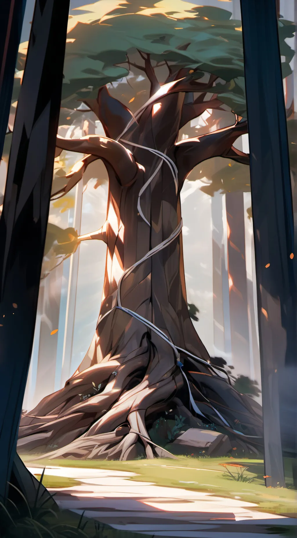 ai character: Christmas tree background