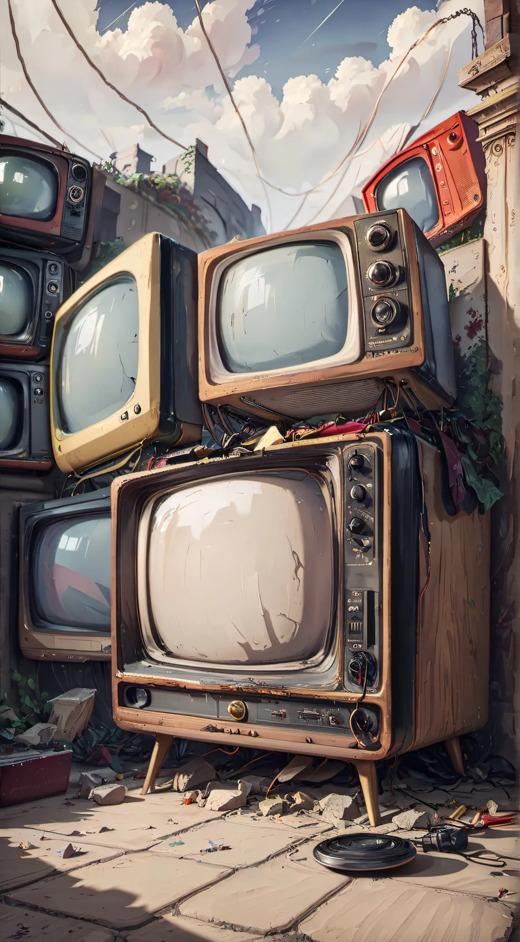 ai character: Old Tv background