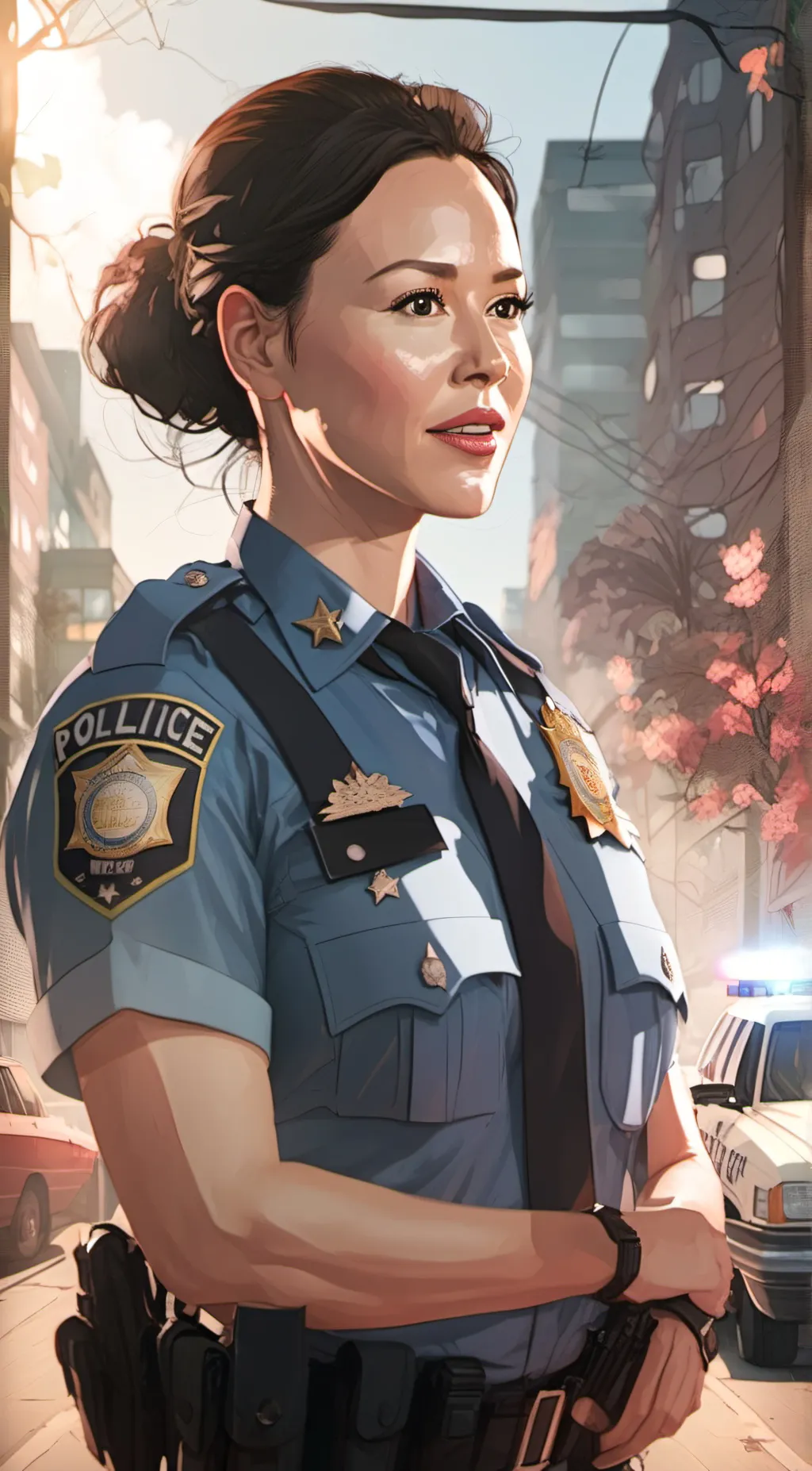 ai character: Police officer  background