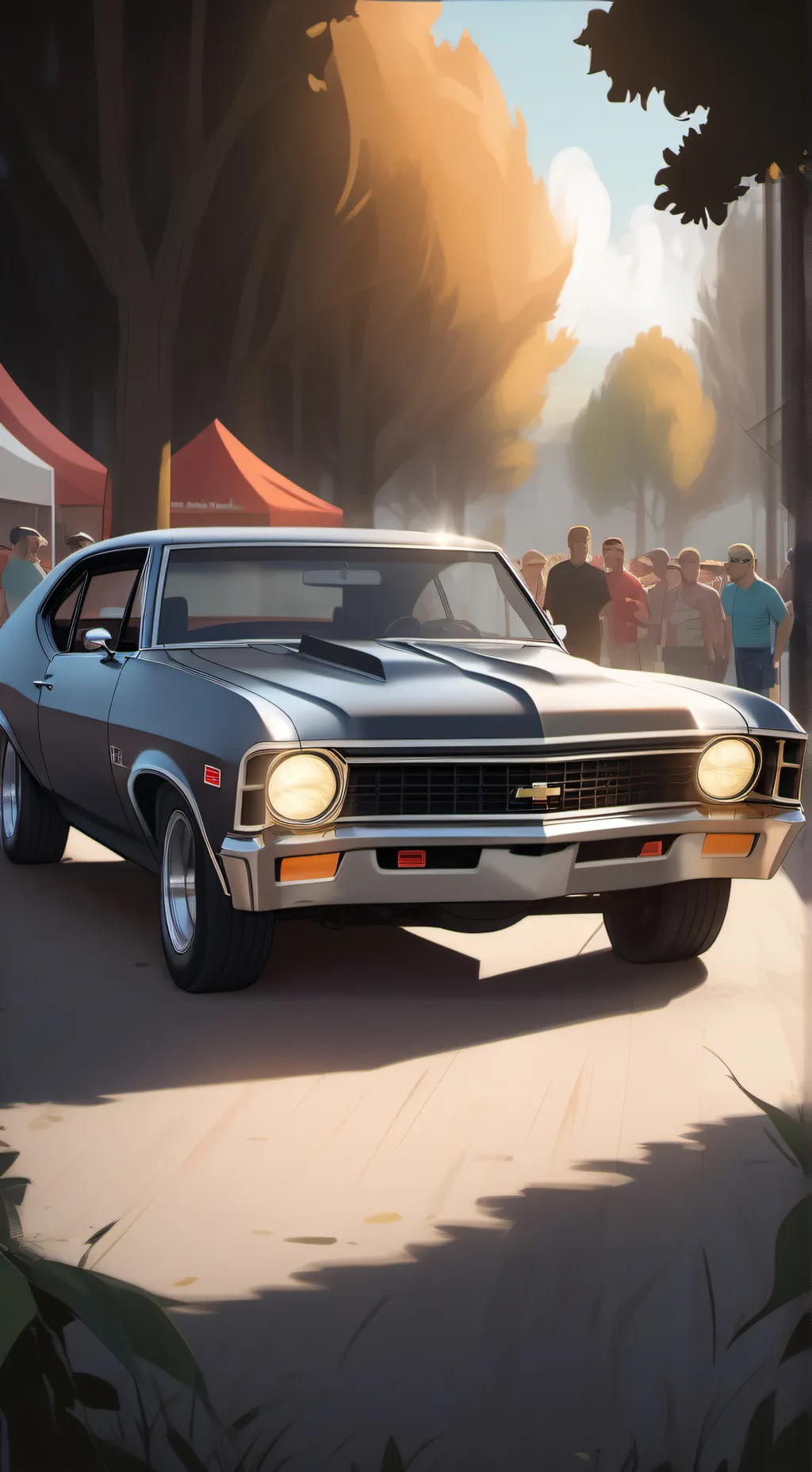 ai character: 1972 Chevy nova  background
