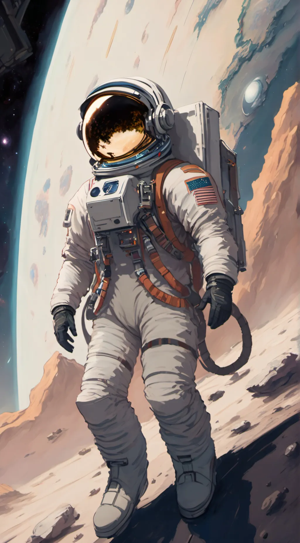 ai character: stranded astronaut background