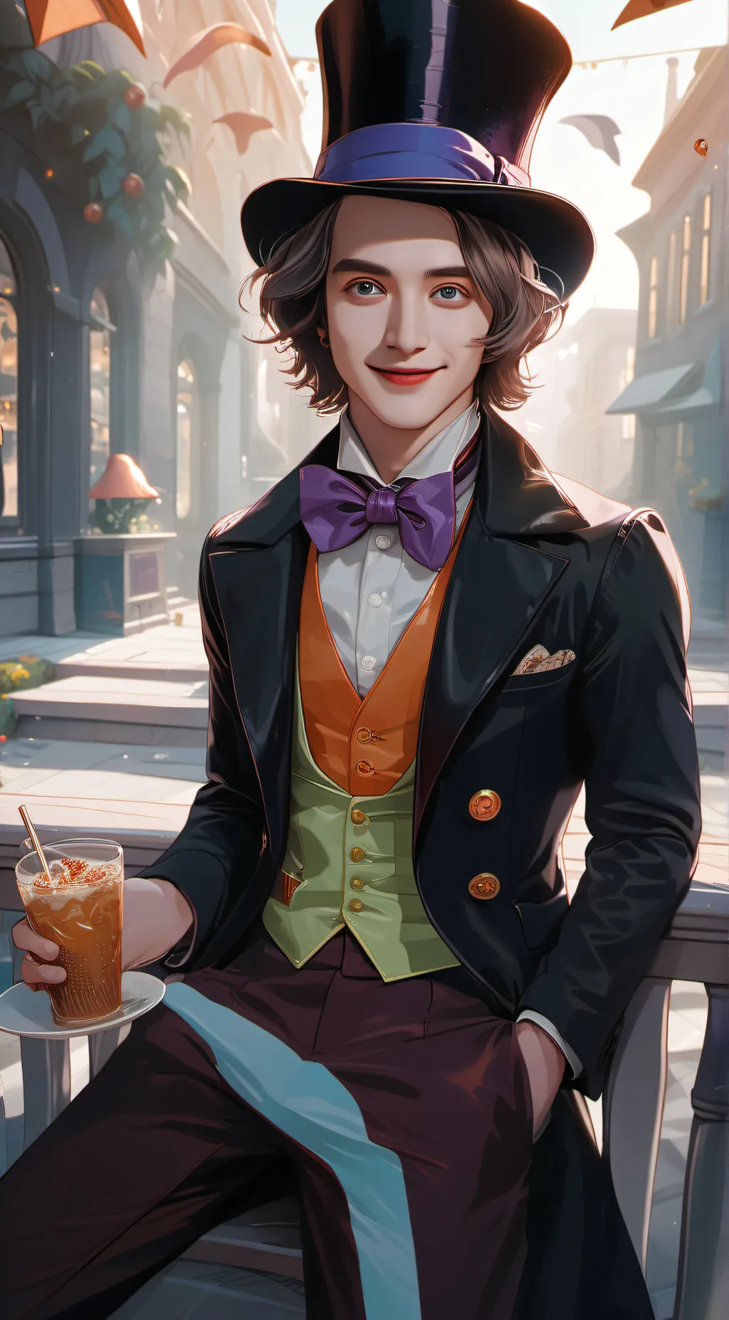 ai character: Willy wonka background