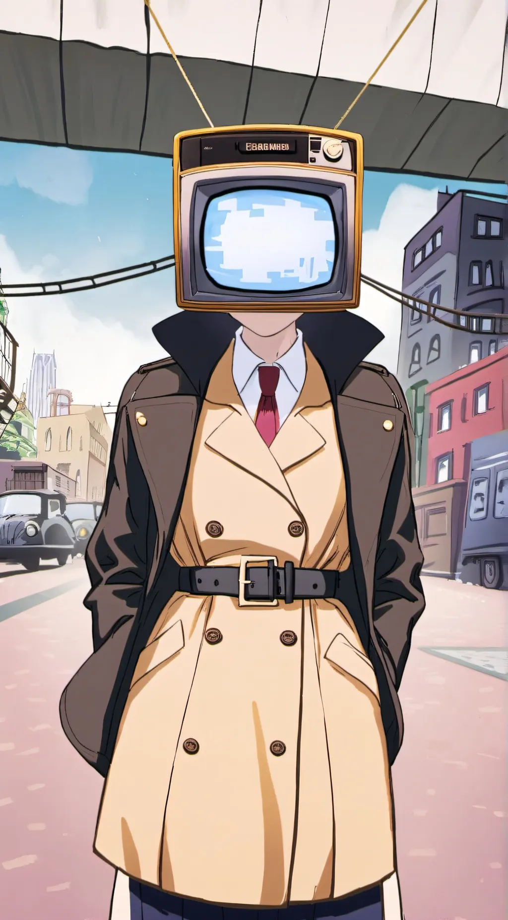 ai character: TV woman background
