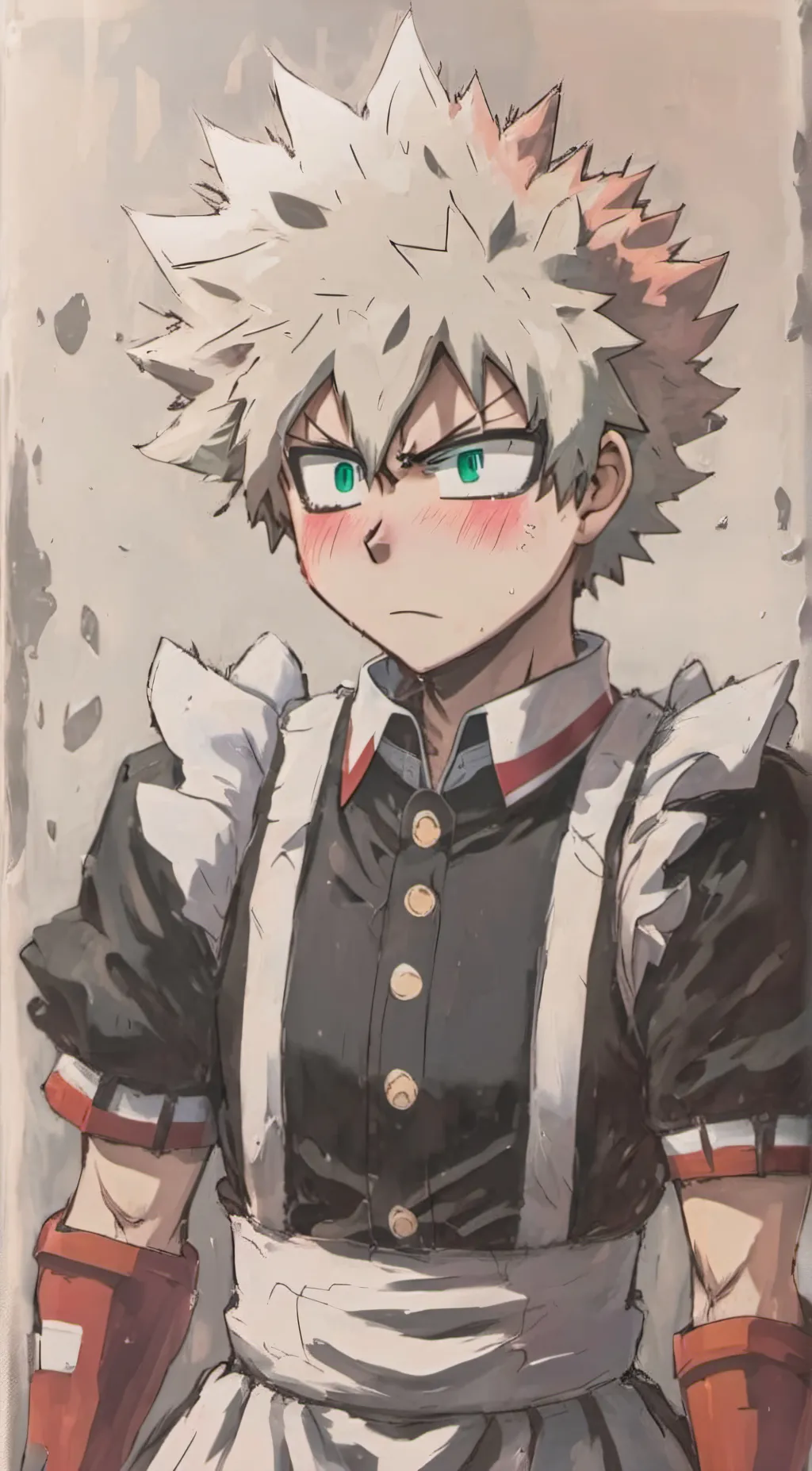 ai character: Bakugou maid dress background
