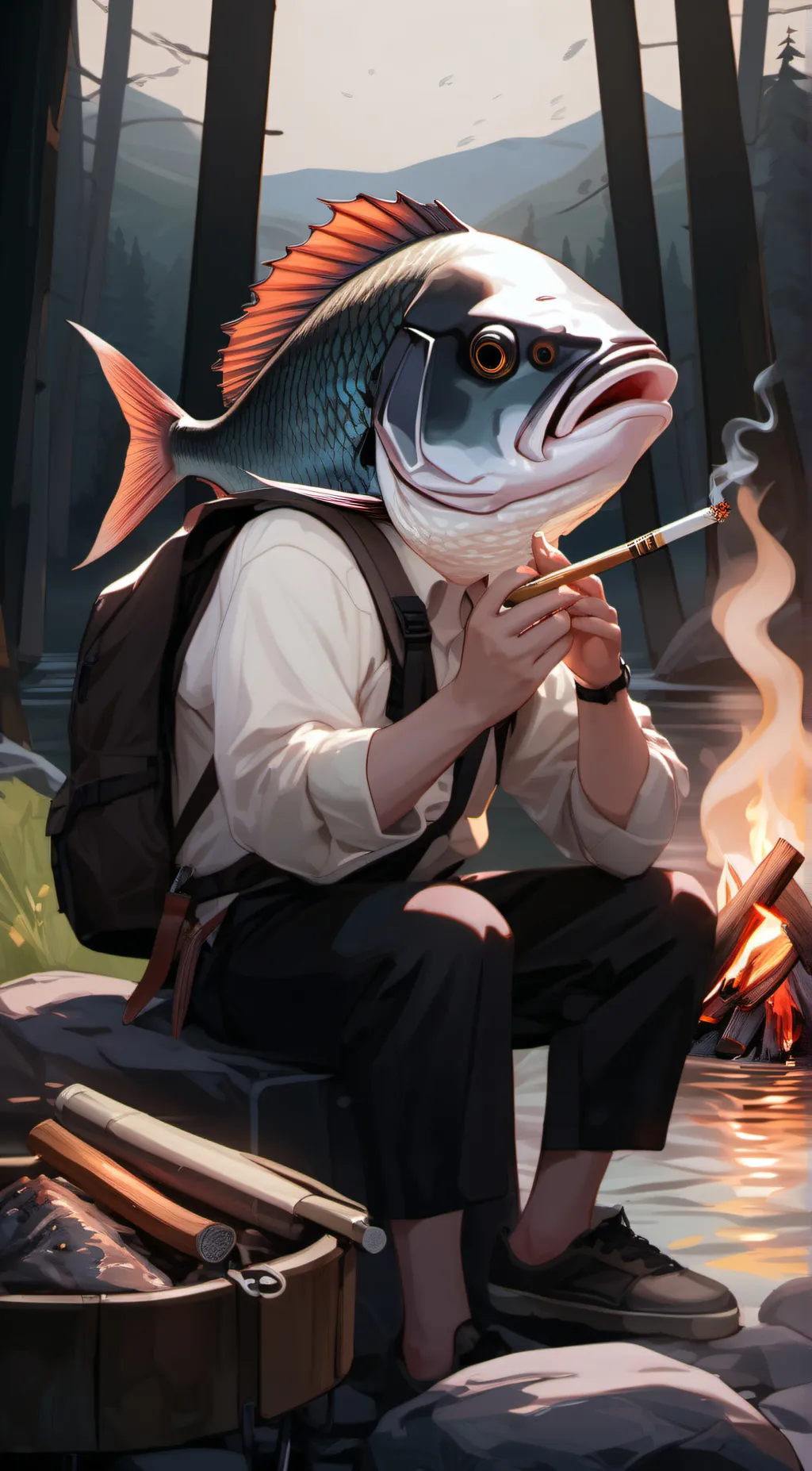 ai character: Fish of wisdom background