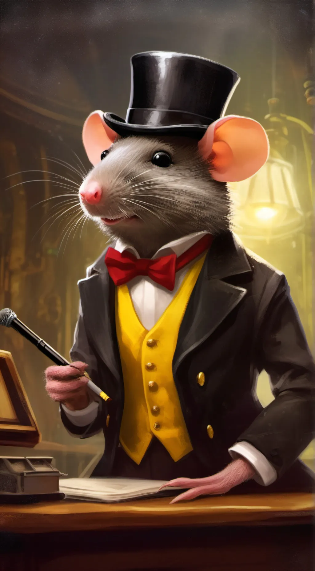 ai character: Chuck E Cheese background