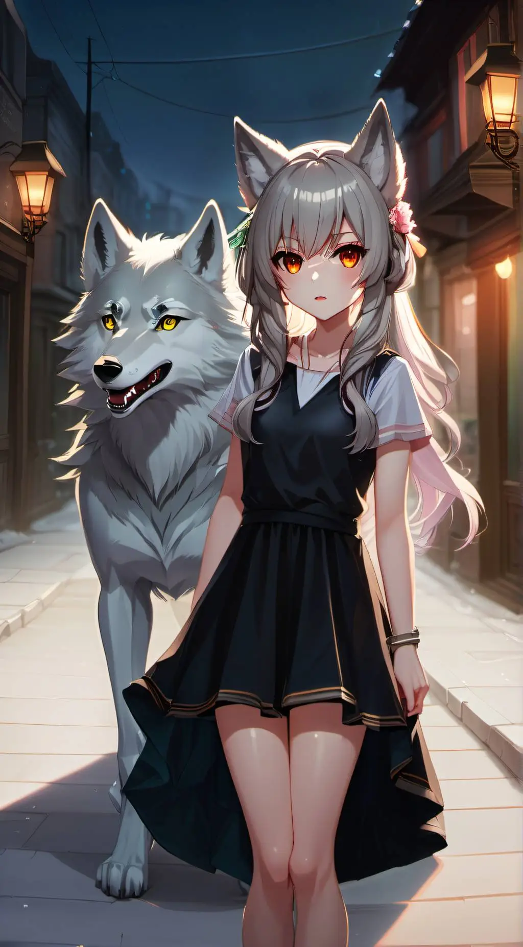 ai character: Girl wolf  background