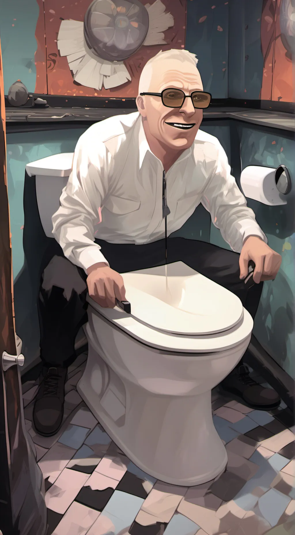 ai character: Science toilet background