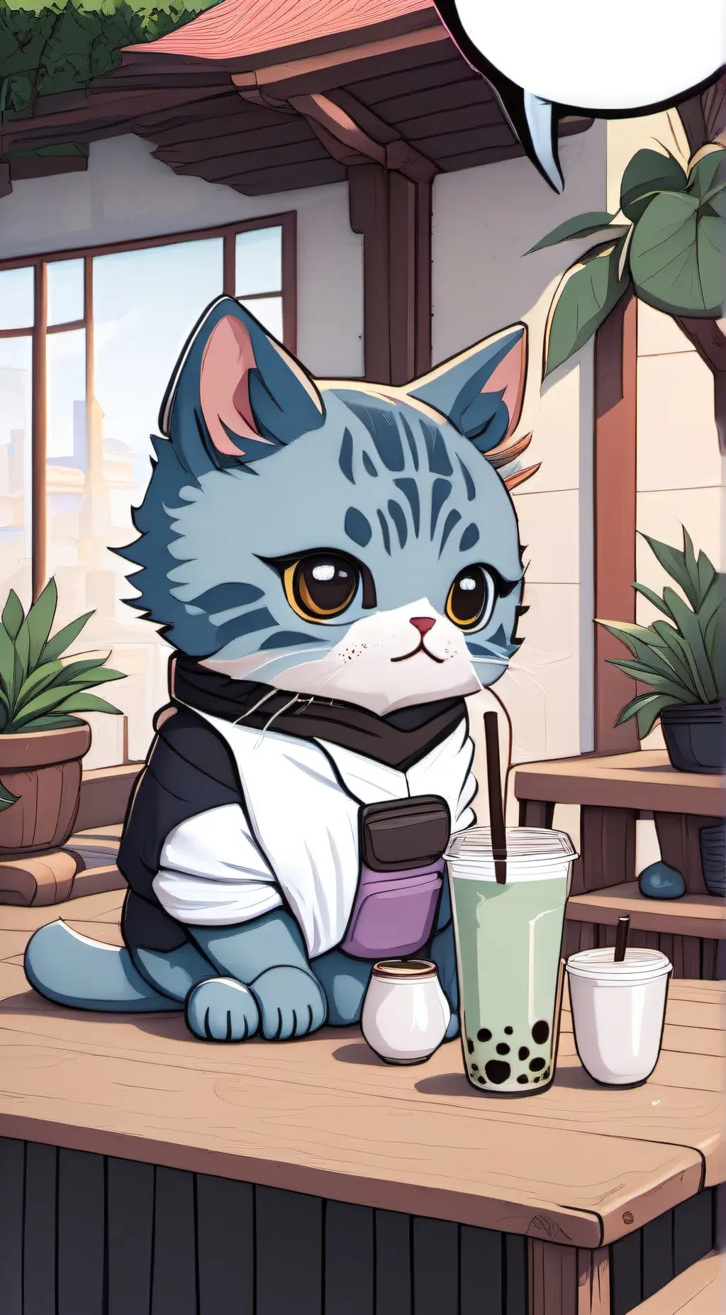 ai character: Boba cat background