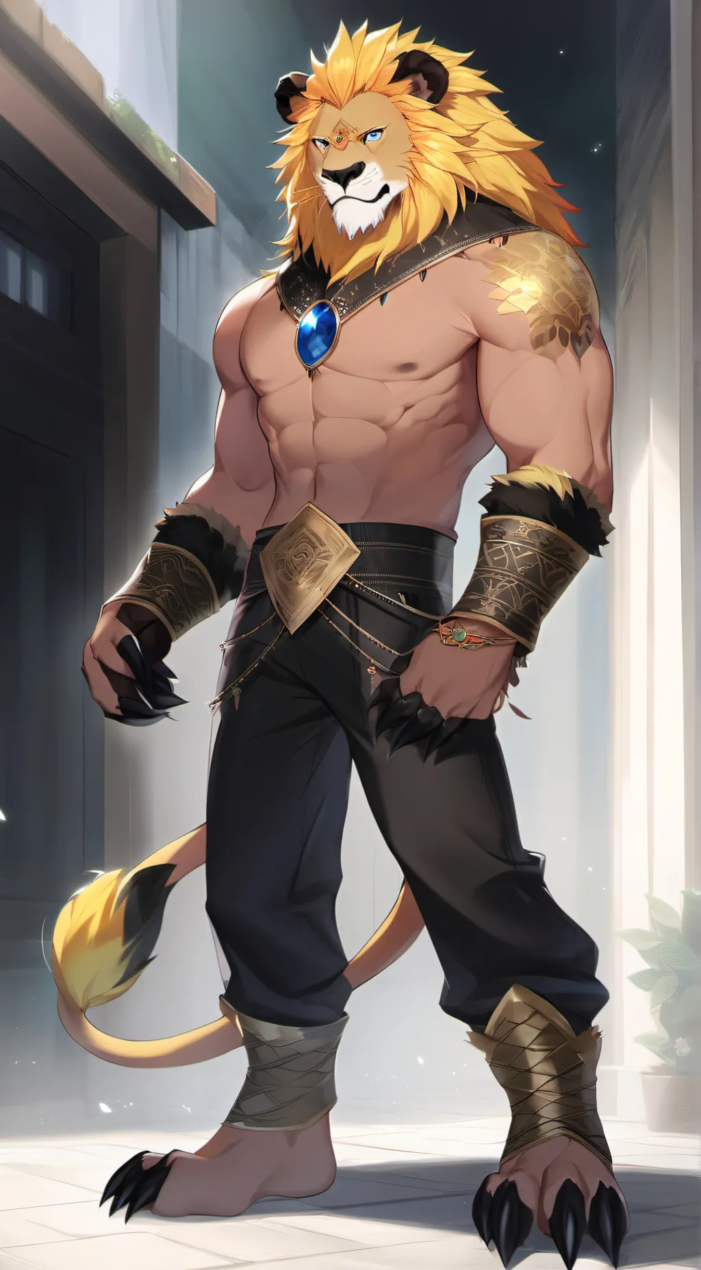 ai character: Leomon  background