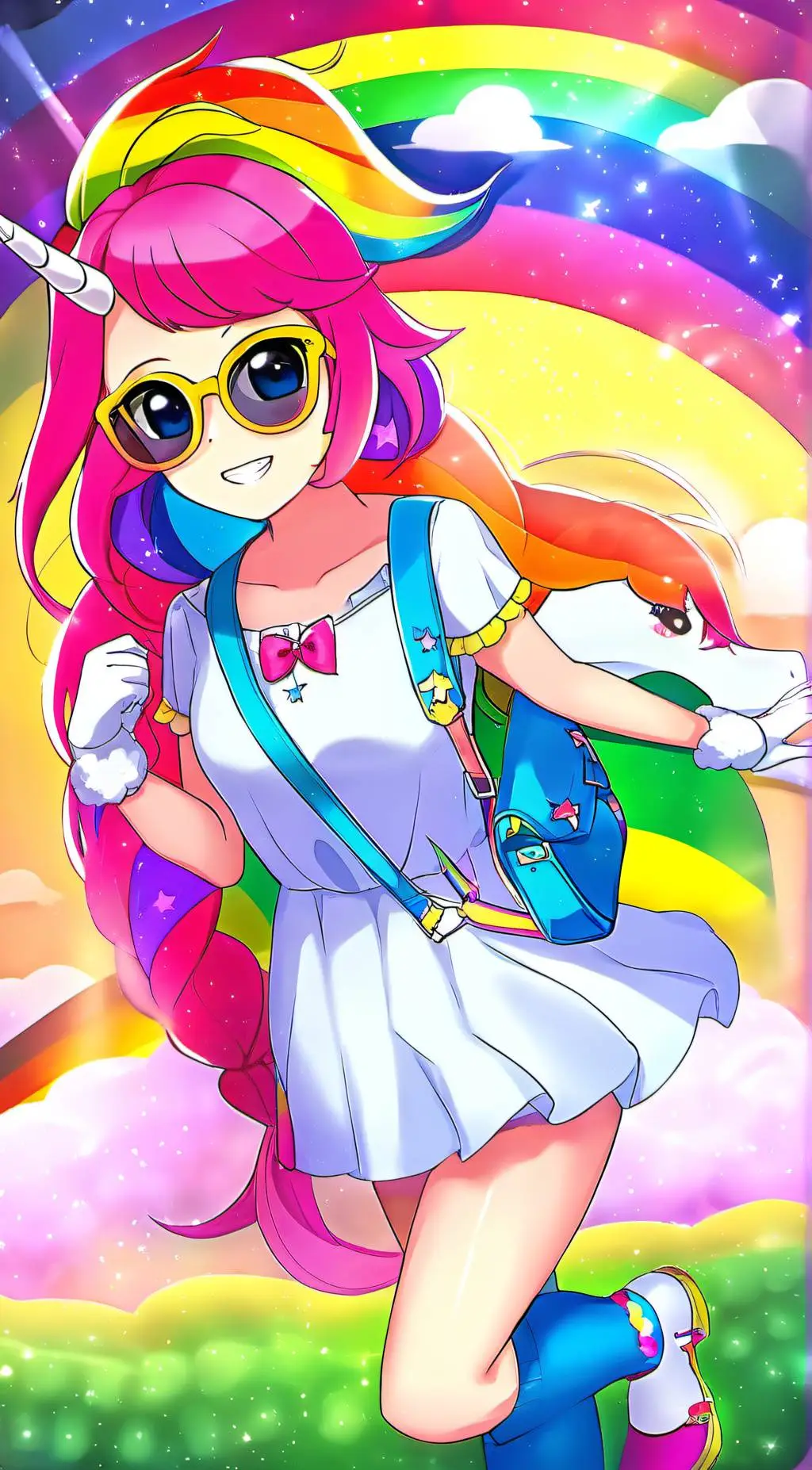 ai character: Rainbow  background