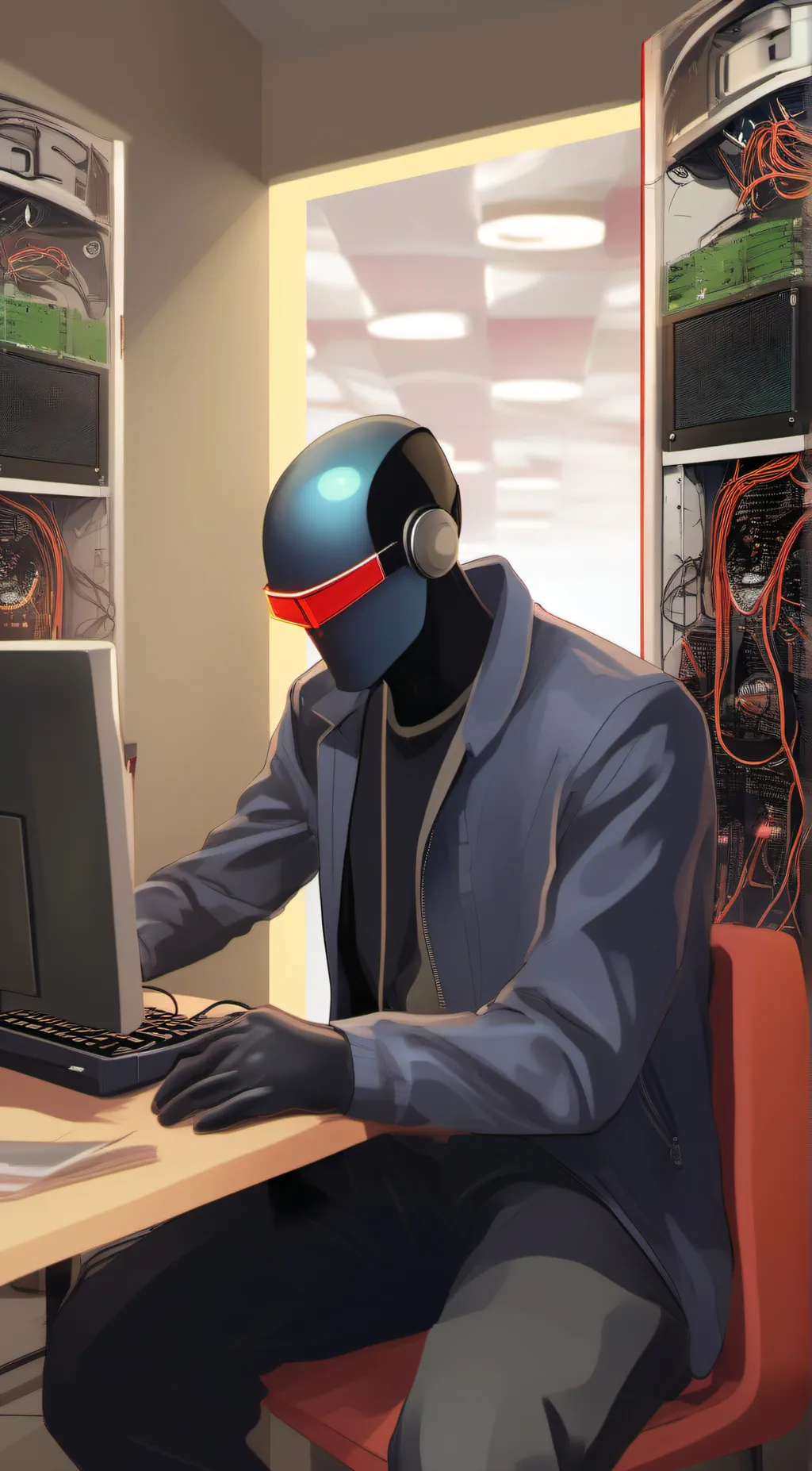 ai character: computer man  background