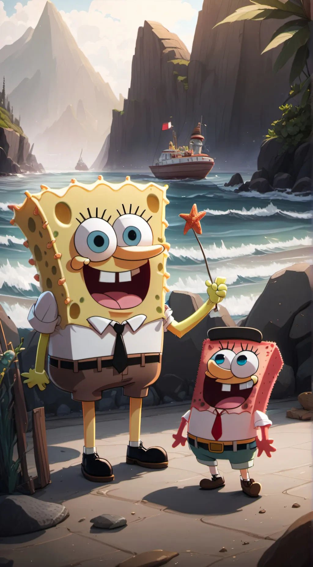 ai character: Spongebob Patrick background