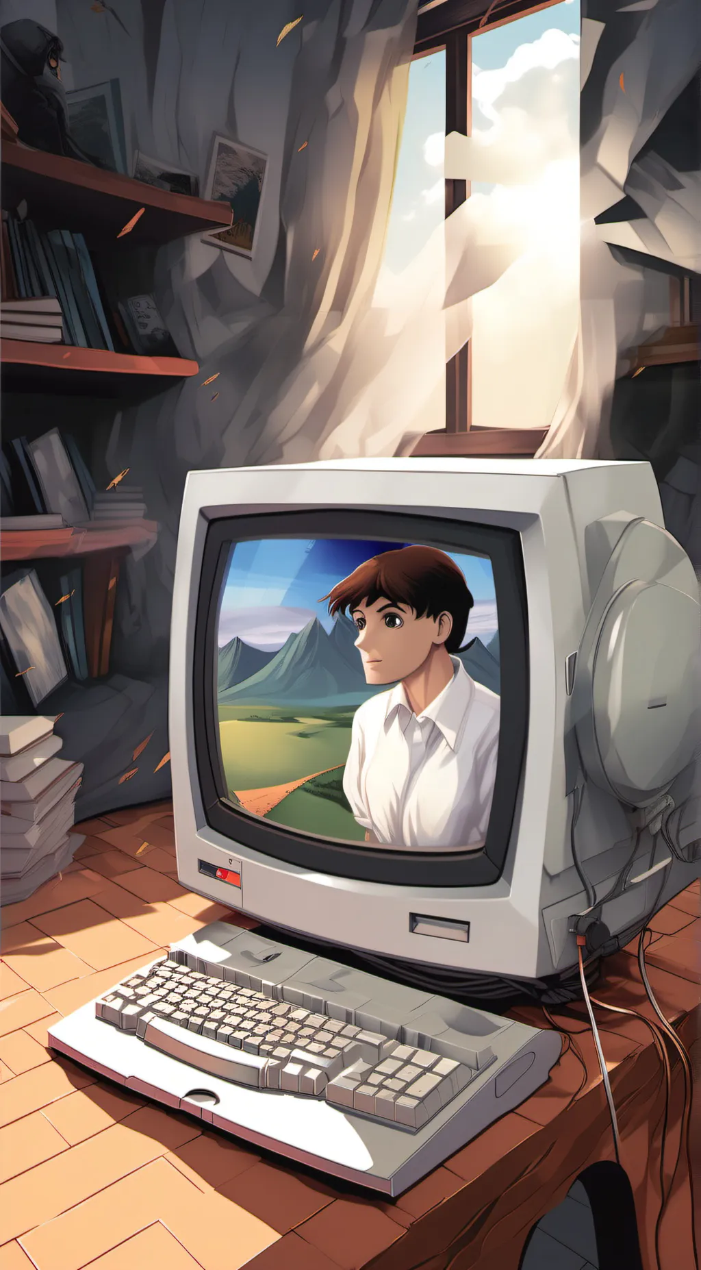 ai character: windows xp background