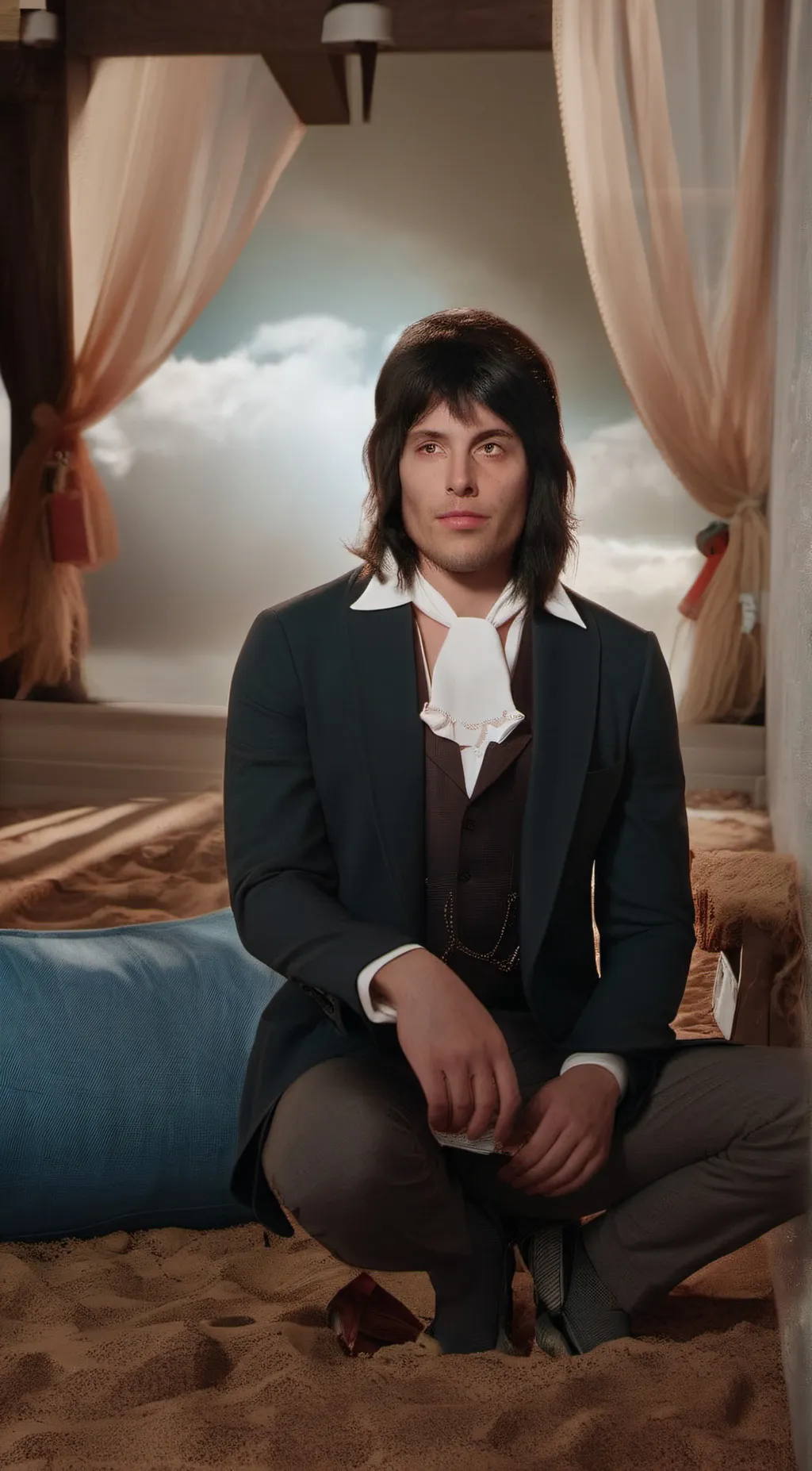 ai character: FREDDIE mercury  background