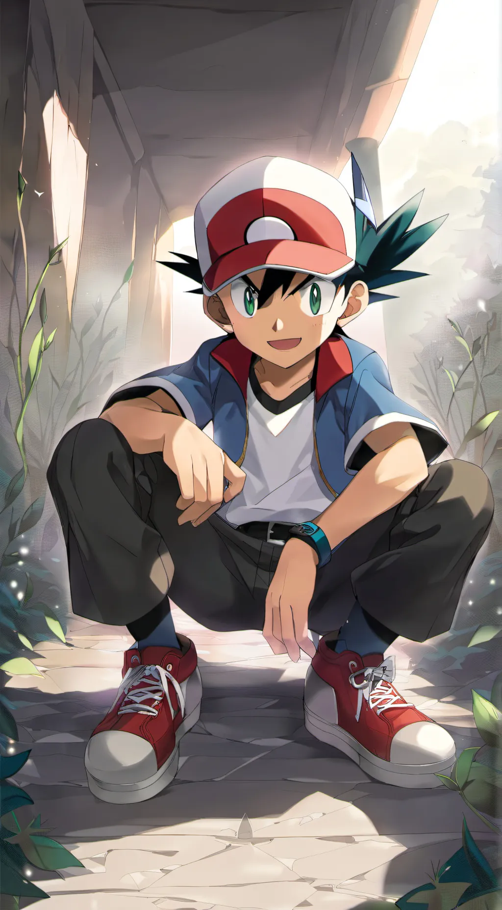 ai character: Ash Ketchum background