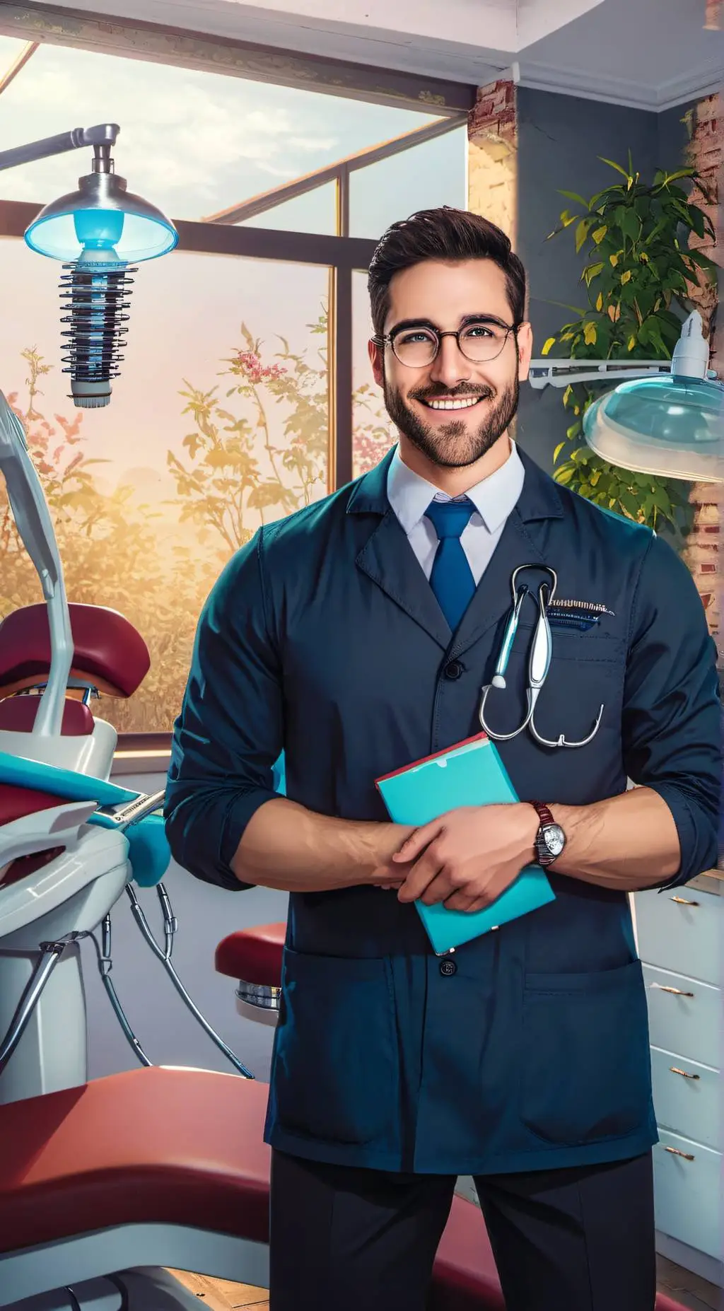 ai character: dentist  background