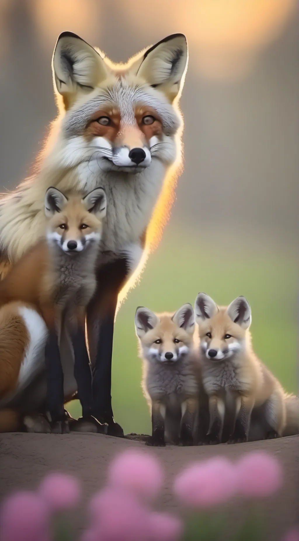 ai character: mother and kids🦊😚💖 background