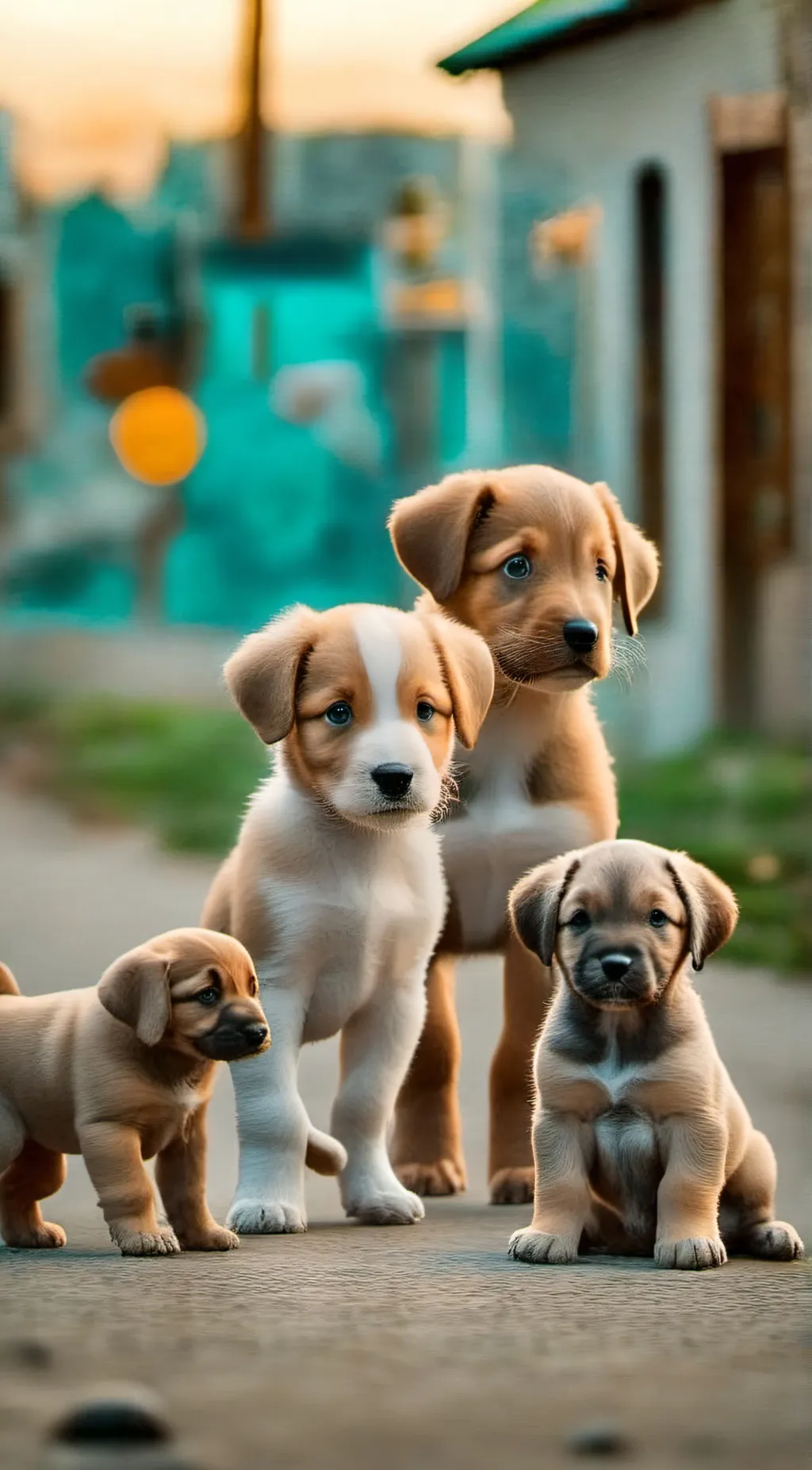 ai character: Stray puppies  background