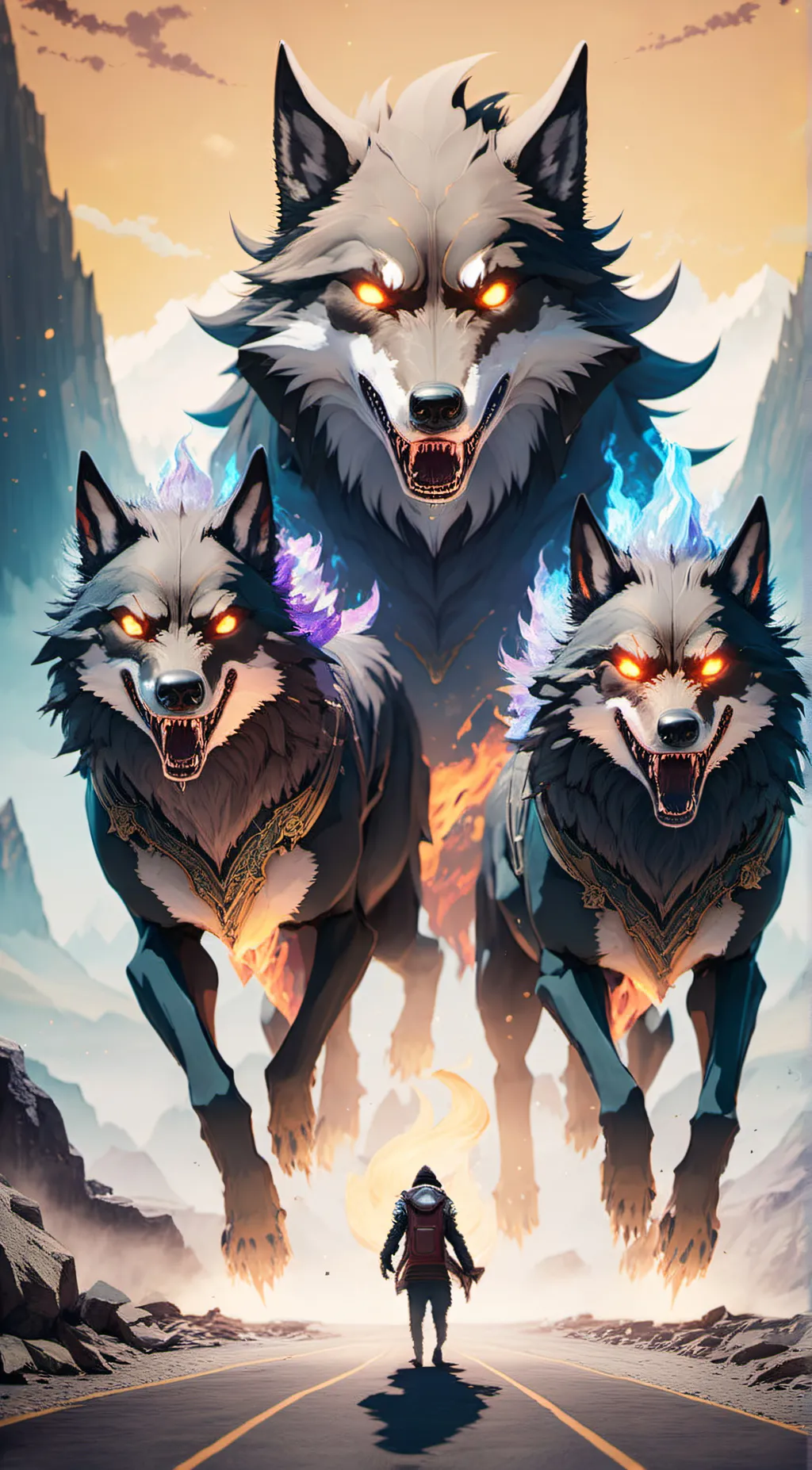 ai character: Elemental Wolves background
