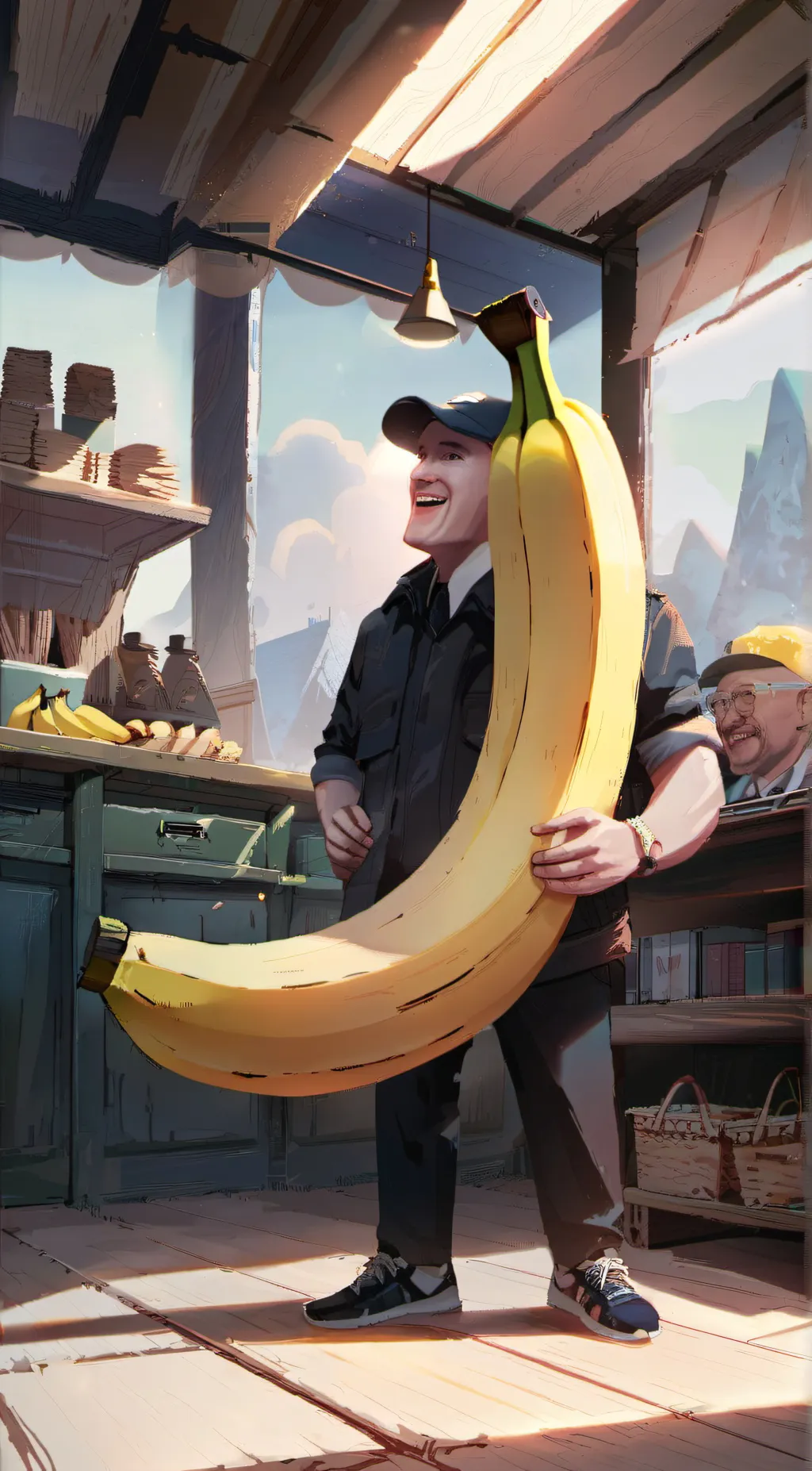 ai character: banana background