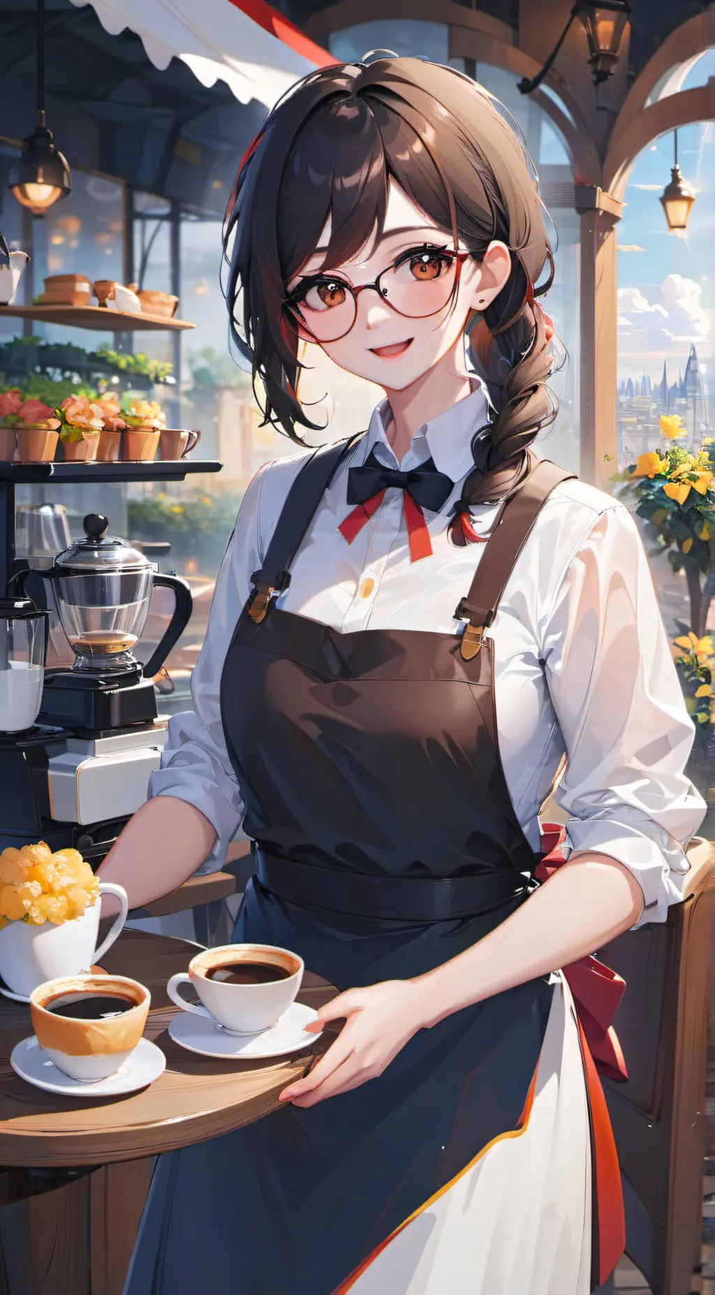ai character: cafe worker background