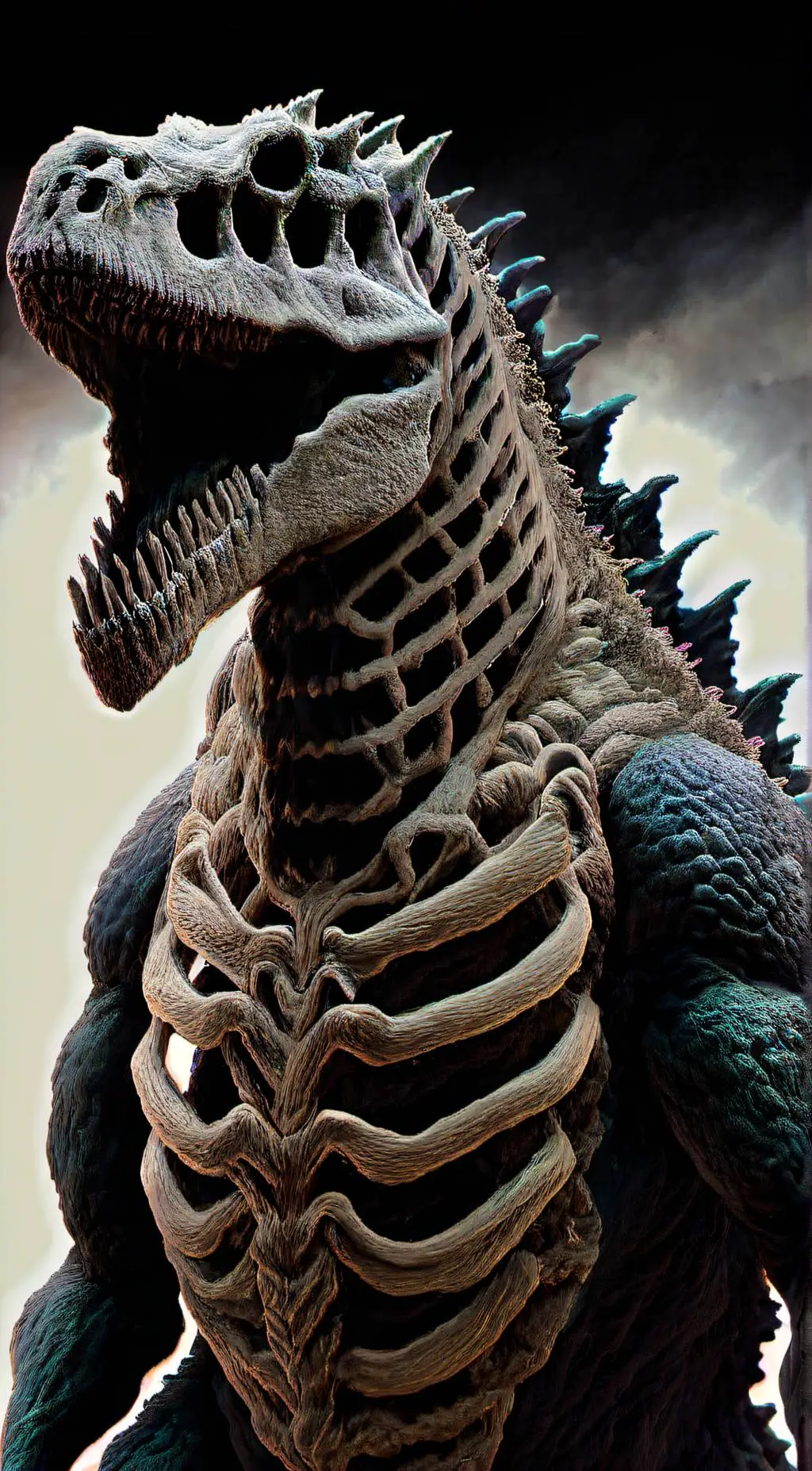 ai character: The skeleton Kaiju background