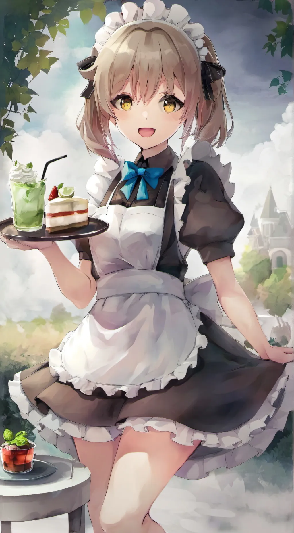 ai character: Koito Chan waiter background