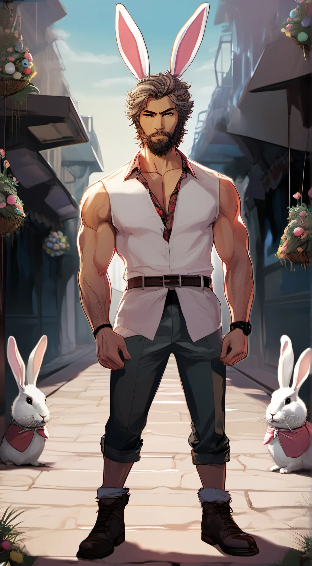 ai character: Easter Bunny background