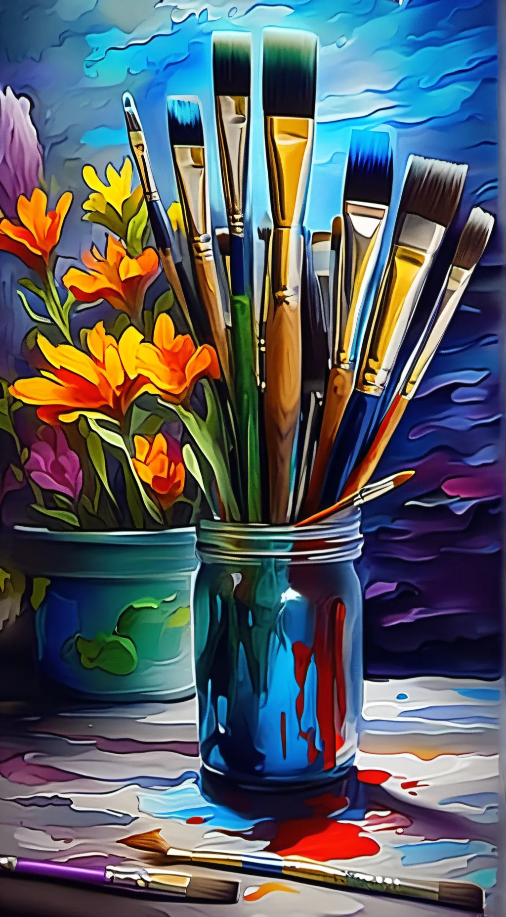 ai character: Paintbrush background