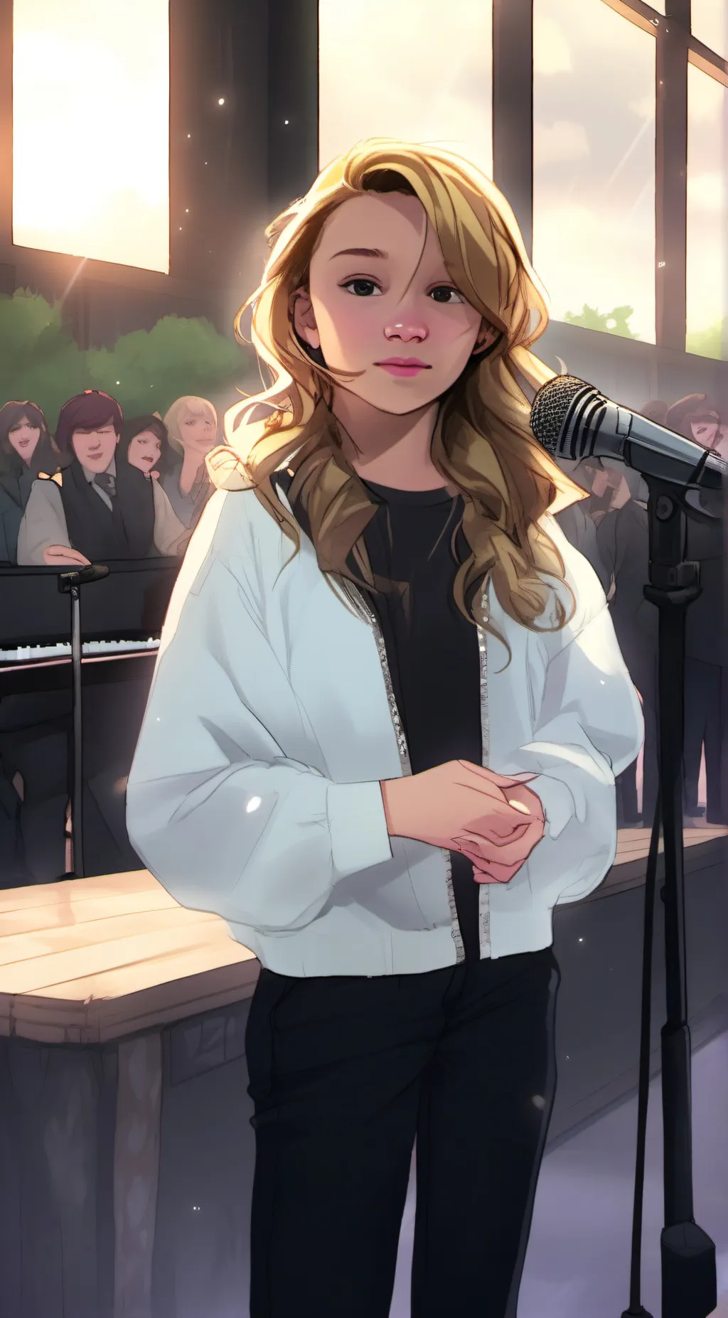 ai character: Sabrina Carpenter  background