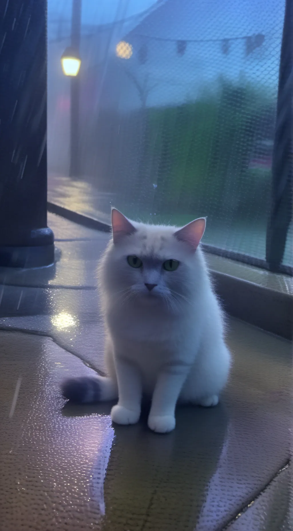 ai character: Sad cat/mel background