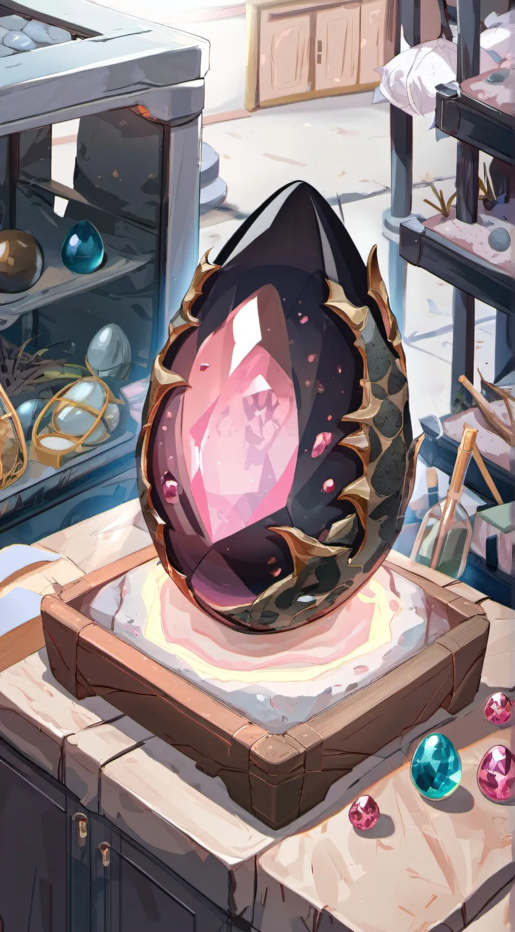 ai character: obsidiandragon egg background