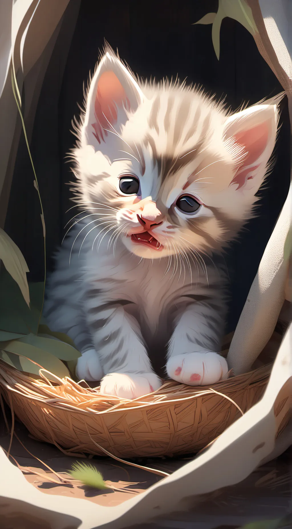 ai character: Newbornbaby kitten background