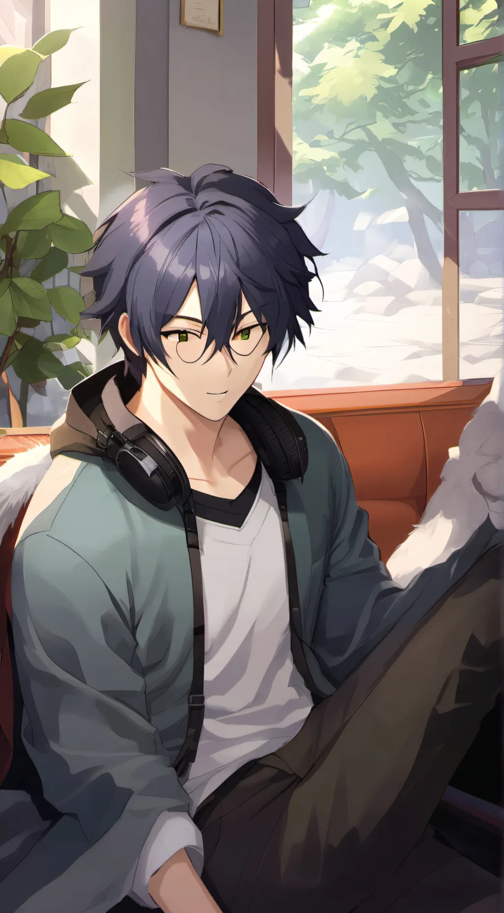 ai character: Damien pink background