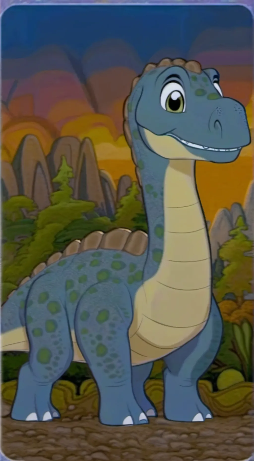 ai character: Littlefoot  background
