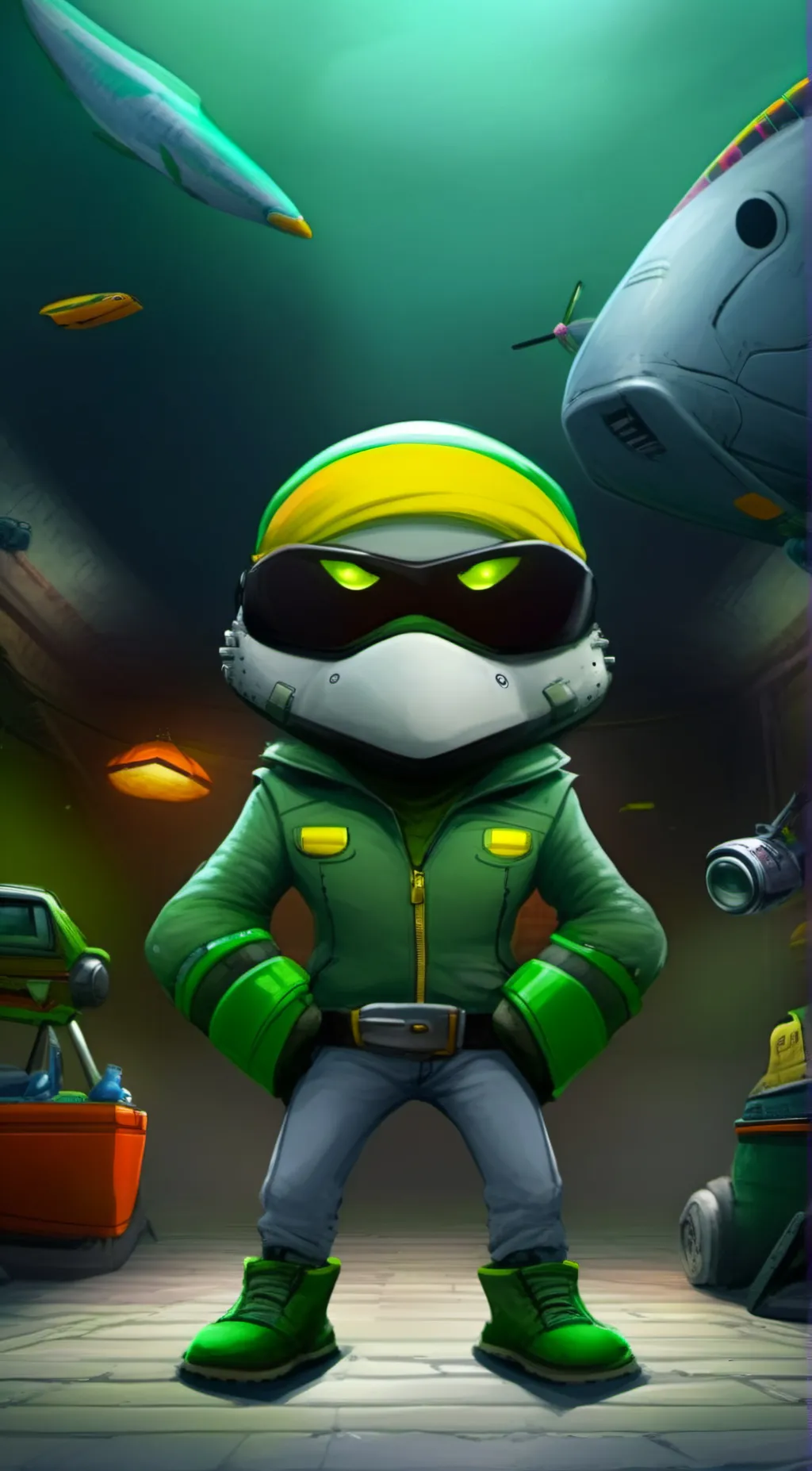 ai character: robot Raphael background