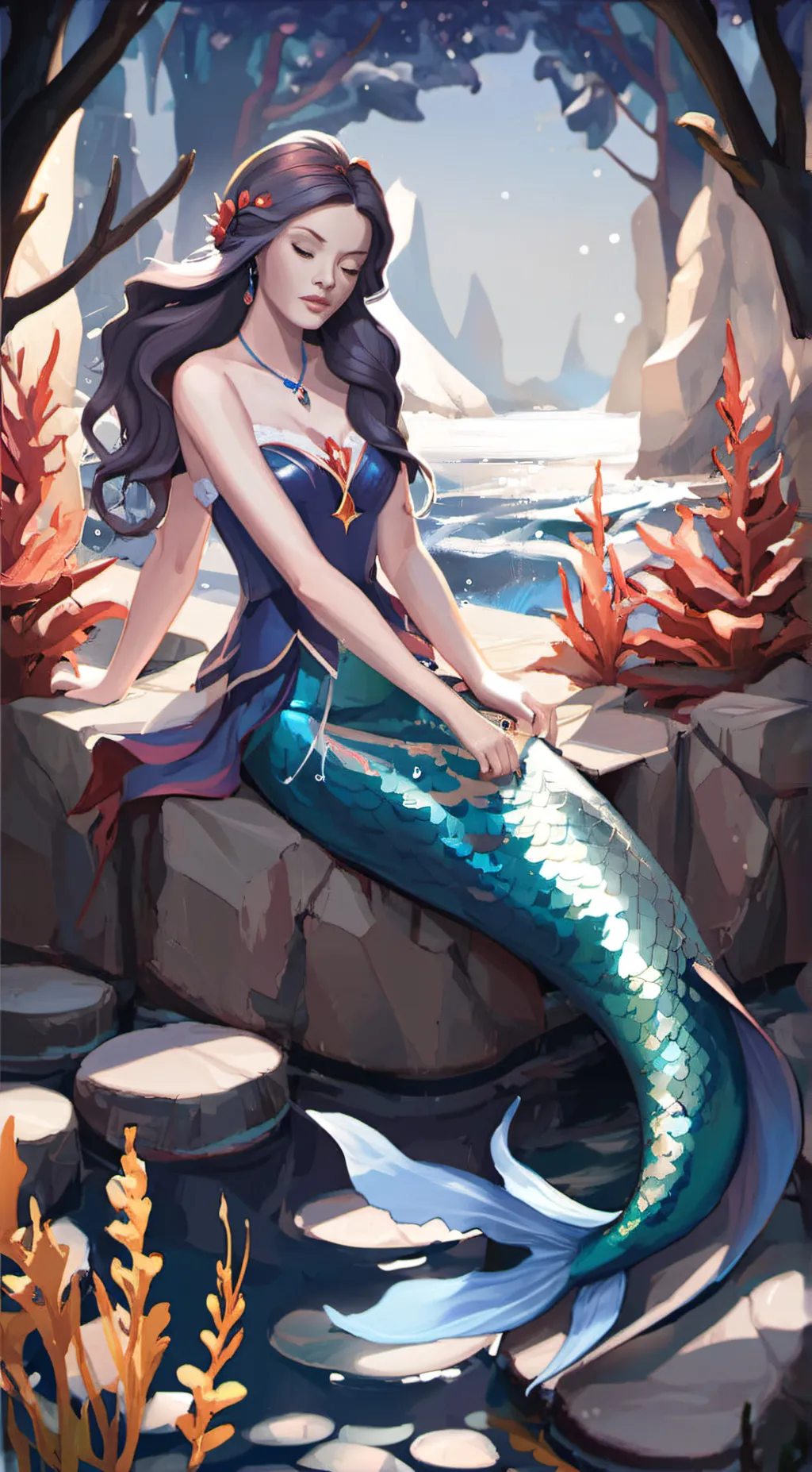 ai character: Melody mermaid background