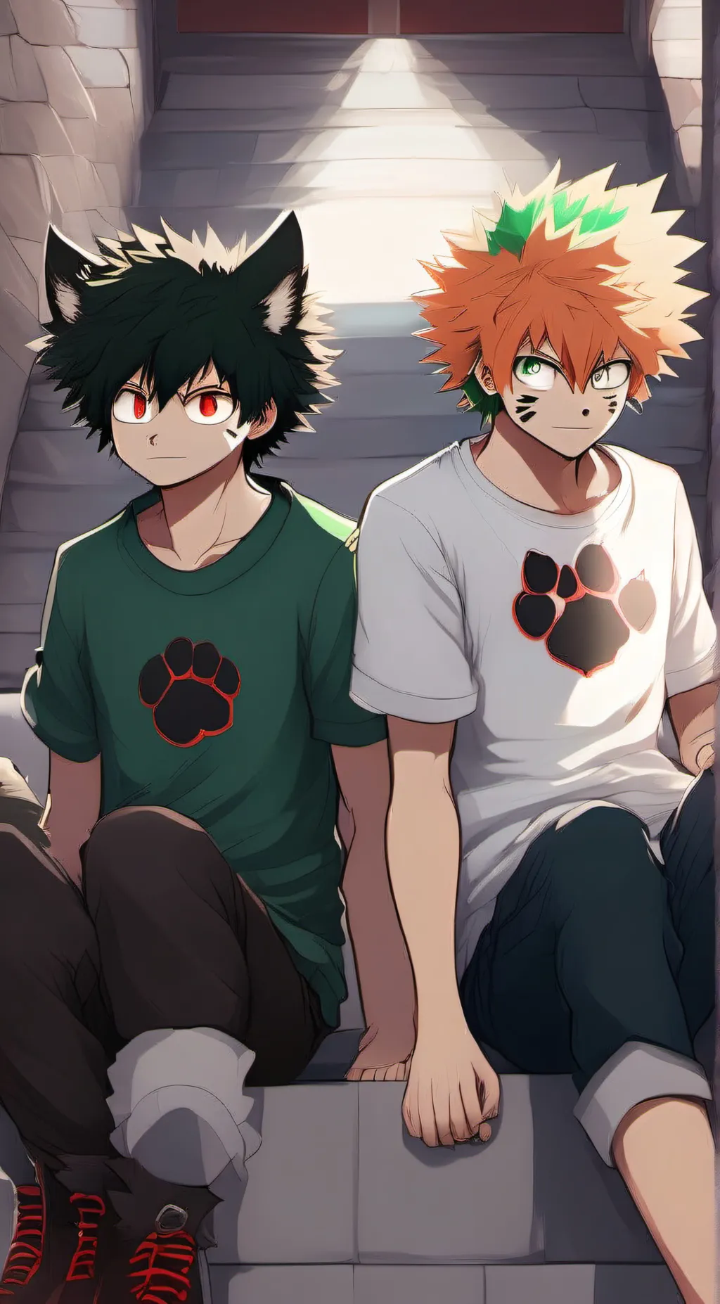ai character: bakugo & deku background