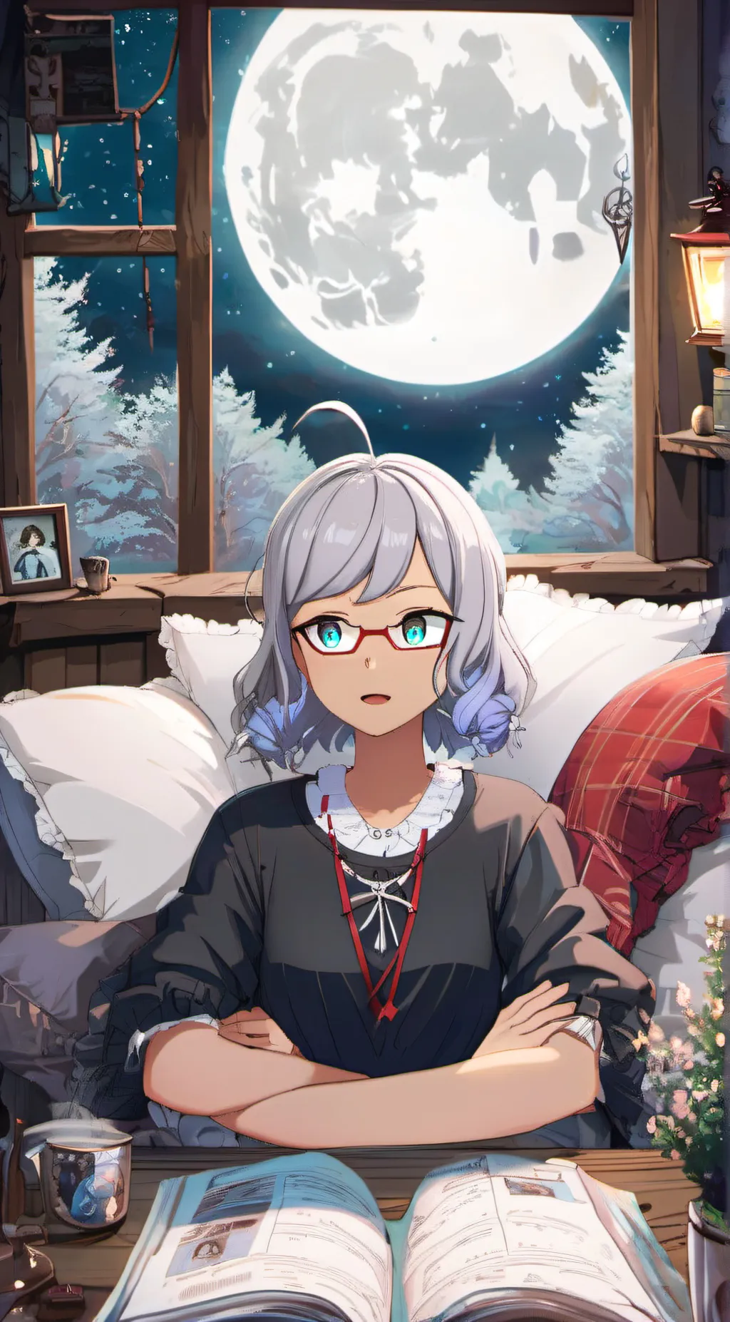 ai character: moonlight girl background